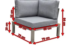 OUTFLEXX Eckelement, silber/grau, Edelstahl/Teakholz/Textil, 79 x 79 x 64 cm