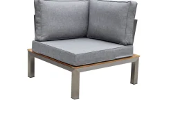 OUTFLEXX Eckelement, silber/grau, Edelstahl/Teakholz/Textil, 79 x 79 x 64 cm