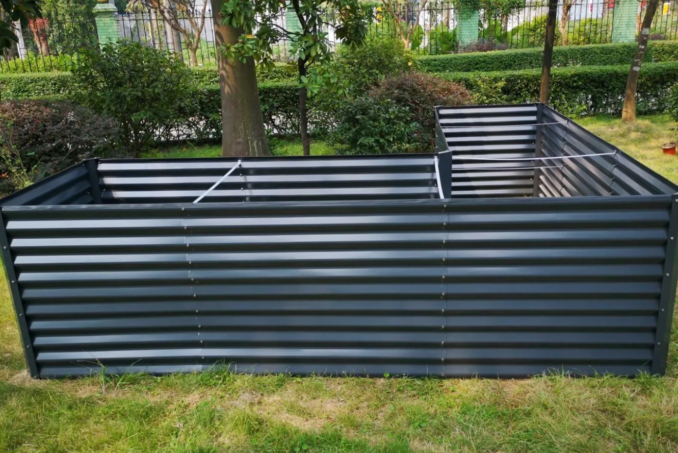 OUTFLEXX Eck-Hochbeet, anthrazit, Aluminium-Zink-Stahl, 270x270x90x84cm
