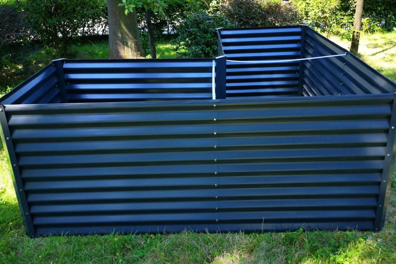 OUTFLEXX Eck-Hochbeet, anthrazit, Aluminium-Zink-Stahl, 210x210x90x84cm
