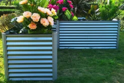 OUTFLEXX Eck-Hochbeet, silber, Aluminium-Zink-Stahl, 270x270x90x84cm