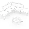 OUTFLEXX Ecklounge, Akazie, 5 Personen, inkl. Tisch ø 80 cm und Polster aus Olefin in hellbraun, FSC®-zertifiziertes Produkt