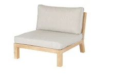 OUTFLEXX Ecklounge, Akazie, 5 Personen, inkl. Tisch ø 80 cm und Polster aus Olefin in hellbraun, FSC®-zertifiziertes Produkt