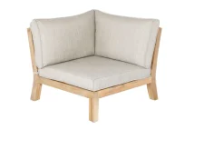 OUTFLEXX Ecklounge, Akazie, 5 Personen, inkl. Tisch ø 80 cm und Polster aus Olefin in hellbraun, FSC®-zertifiziertes Produkt