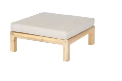OUTFLEXX Ecklounge, Akazie, 5 Personen, inkl. Tisch ø 80 cm und Polster aus Olefin in hellbraun, FSC®-zertifiziertes Produkt