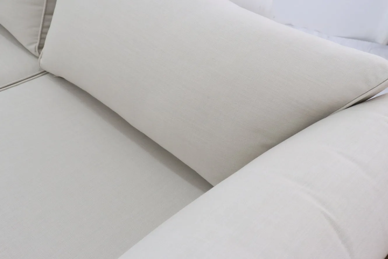 OUTFLEXX Ecklounge, Akazie, 5 Personen, inkl. Tisch ø 80 cm und Polster aus Olefin in hellbraun, FSC®-zertifiziertes Produkt