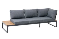 OUTFLEXX Ecklounge, anthrazit matt, Alu/Holzoptik, 5 Personen, Seitenablage