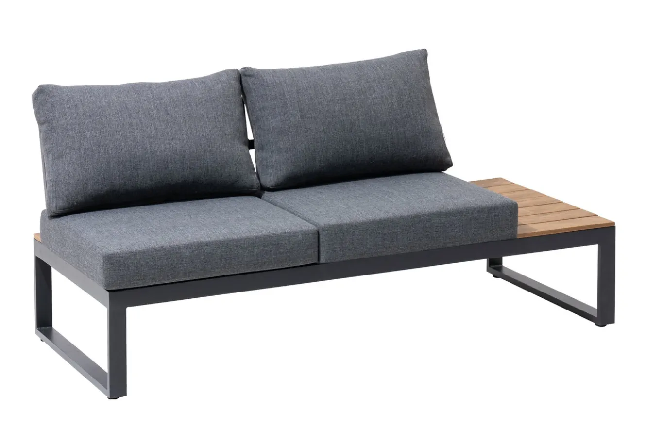 OUTFLEXX Ecklounge, anthrazit matt, Alu/Holzoptik, 5 Personen, Seitenablage