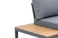 OUTFLEXX Ecklounge, anthrazit matt, Alu/Holzoptik, 5 Personen, Seitenablage
