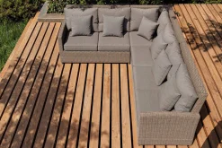 OUTFLEXX Ecklounge, grau, Polyrattan, 4tlg, 5-6 Personen, inkl. Polster und Kissen