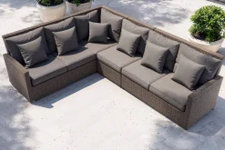 OUTFLEXX Ecklounge, grau, Polyrattan, 4tlg, 5-6 Personen, inkl. Polster und Kissen