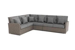 OUTFLEXX Ecklounge, grau, Polyrattan, 4tlg, 5-6 Personen, inkl. Polster und Kissen