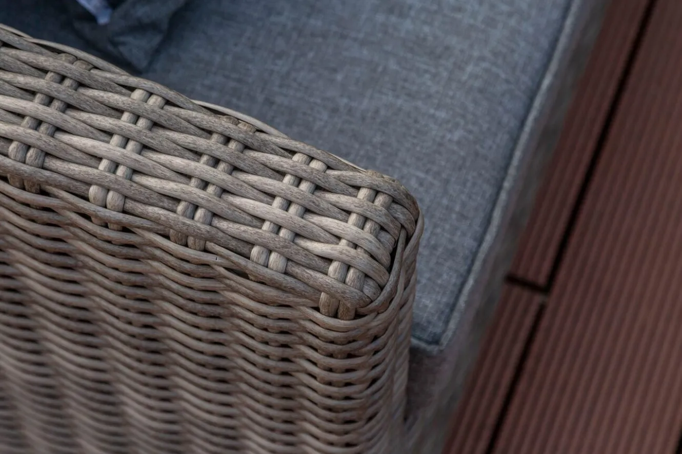 OUTFLEXX Ecklounge, grau, Polyrattan, 4tlg, 5-6 Personen, inkl. Polster und Kissen