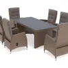 OUTFLEXX Elba Garten-Essgruppe, champagner-meliert/savanna, 200 x 95 cm, Polyrattan/Alu