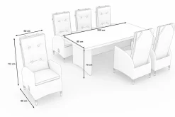 OUTFLEXX Elba Garten-Essgruppe, champagner-meliert/savanna, 200 x 95 cm, Polyrattan/Alu