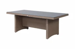 OUTFLEXX Elba Garten-Essgruppe, champagner-meliert/savanna, 200 x 95 cm, Polyrattan/Alu