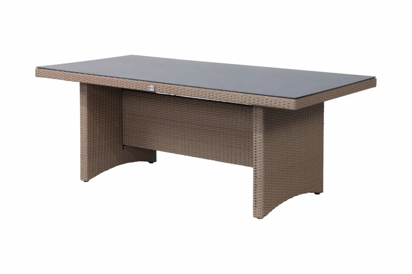 OUTFLEXX Elba Garten-Essgruppe, champagner-meliert/savanna, 200 x 95 cm, Polyrattan/Alu
