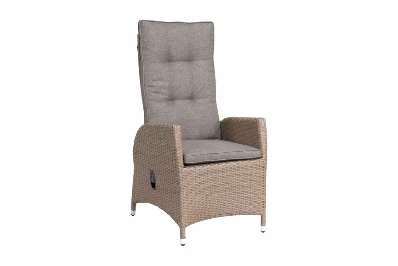 OUTFLEXX Elba Garten-Essgruppe, champagner-meliert/savanna, 200 x 95 cm, Polyrattan/Alu