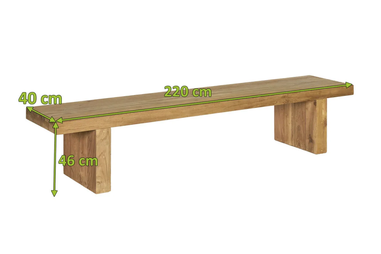 OUTFLEXX Encino Bank, natur, recycled FSC-Teak, 220 x 40 x 46 cm