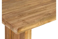 OUTFLEXX Encino Garten-Essgruppe, recyceltes Teak, Tisch 220x100cm, 2 Bänke 220x40cm, Gebürstet, Hohe Belastbarkeit, FSC®-zertifiziertes Produkt