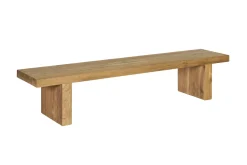 OUTFLEXX Encino Garten-Essgruppe, recyceltes Teak, Tisch 220x100cm, 2 Bänke 220x40cm, Gebürstet, Hohe Belastbarkeit, FSC®-zertifiziertes Produkt