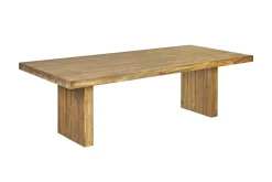 OUTFLEXX Encino Garten-Essgruppe, recyceltes Teak, Tisch 220x100cm, 2 Bänke 220x40cm, Gebürstet, Hohe Belastbarkeit, FSC®-zertifiziertes Produkt