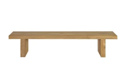 OUTFLEXX Encino Garten-Essgruppe, natur/recyceltes Teak, Bank 220x50, Tisch 220x107, Gebürstet, Recycled, FSC®-zertifiziertes Produkt