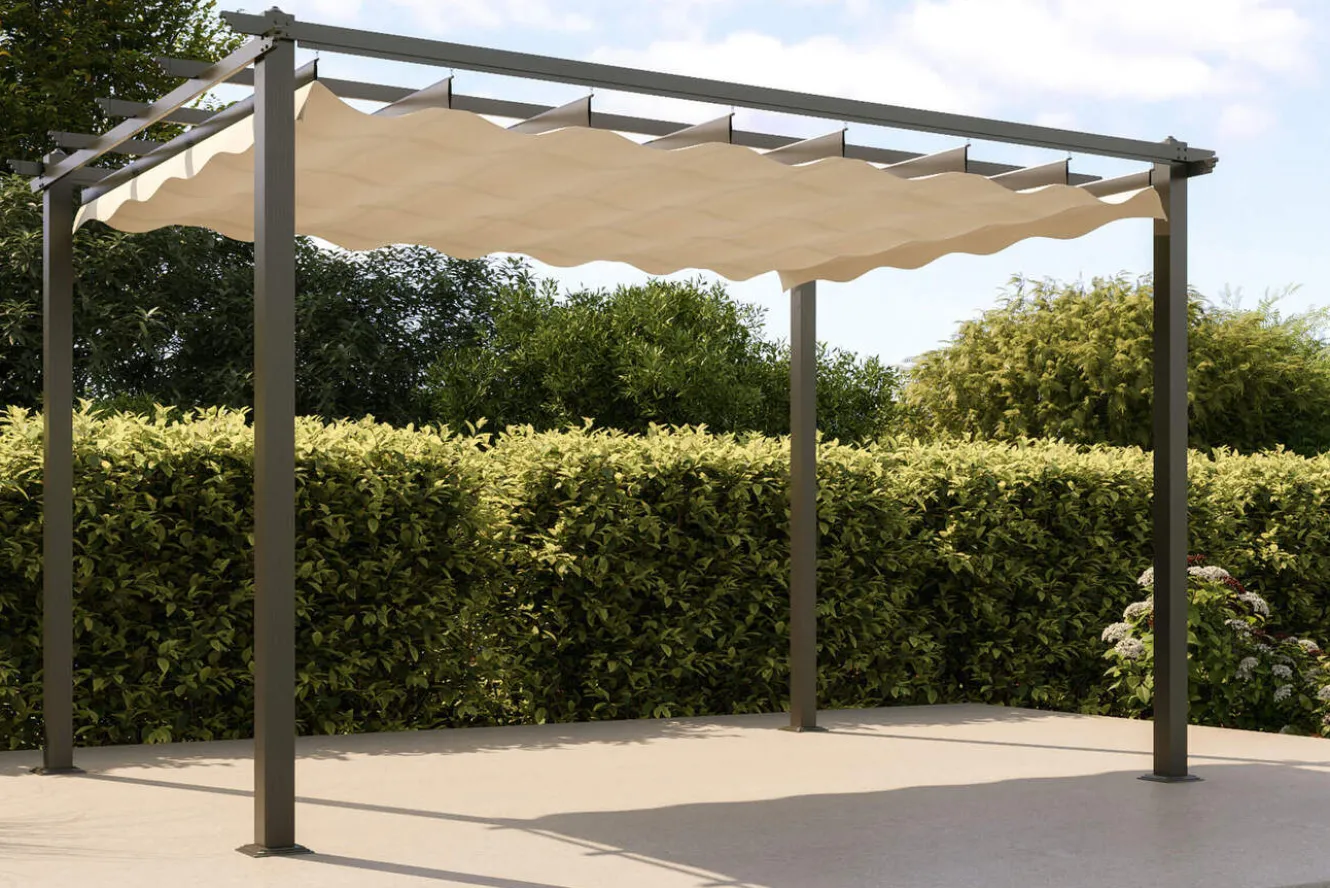 OUTFLEXX Ersatzdach Flachdachpergola, creme/weiß, Polyester, 4 x 3 m, mit Air-Vent System, witterungs- & UV-beständig