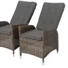 OUTFLEXX 2er Set Dining Sessel, grau, Polyrattan, je 55 x 65 x 112 cm, Rücken stufenlos verstellbar