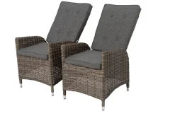 OUTFLEXX 2er Set Dining Sessel, grau, Polyrattan, je 55 x 65 x 112 cm, Rücken stufenlos verstellbar