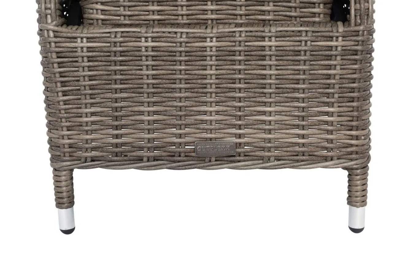 OUTFLEXX 2er Set Dining Sessel, grau, Polyrattan, je 55 x 65 x 112 cm, Rücken stufenlos verstellbar