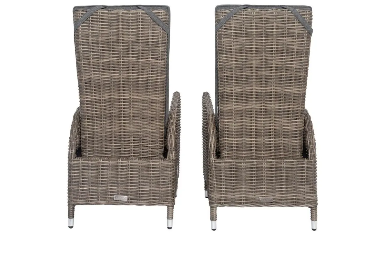 OUTFLEXX 2er Set Dining Sessel, grau, Polyrattan, je 55 x 65 x 112 cm, Rücken stufenlos verstellbar
