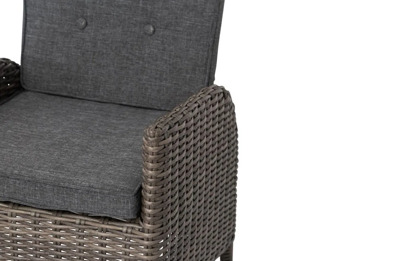 OUTFLEXX 2er Set Dining Sessel, grau, Polyrattan, je 55 x 65 x 112 cm, Rücken stufenlos verstellbar