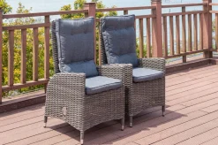 OUTFLEXX 2er Set Dining Sessel, grau, Polyrattan, je 55 x 65 x 112 cm, Rücken stufenlos verstellbar