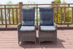 OUTFLEXX 2er Set Dining Sessel, grau, Polyrattan, je 55 x 65 x 112 cm, Rücken stufenlos verstellbar