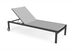 OUTFLEXX 2er-Set Gartenliege, grau/schwarz, Alu/Textilene, 190 x 80 cm, rollbar, verstellbare Rückenlehne
