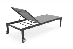 OUTFLEXX 2er-Set Gartenliege, grau/schwarz, Alu/Textilene, 190 x 80 cm, rollbar, verstellbare Rückenlehne