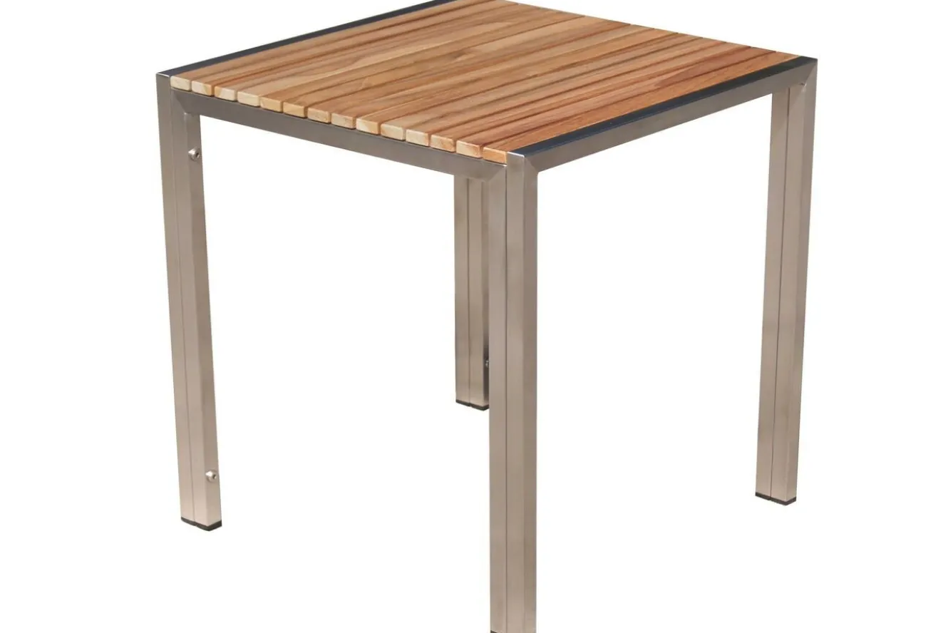 OUTFLEXX 2er-Set Rollliege, schwarz, Edelstahl/Teak, 212x71x36cm, mit Beistelltisch 45x45cm, FSC®-zertifiziertes Produkt