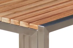 OUTFLEXX 2er-Set Rollliege, schwarz, Edelstahl/Teak, 212x71x36cm, mit Beistelltisch 45x45cm, FSC®-zertifiziertes Produkt
