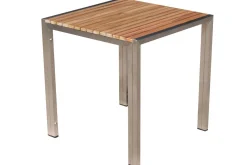 OUTFLEXX 2er-Set Rollliege, silber, Edelstahl/Teak, 212x71x36 cm, mit Beistelltisch 45x45cm, FSC®-zertifiziertes Produkt