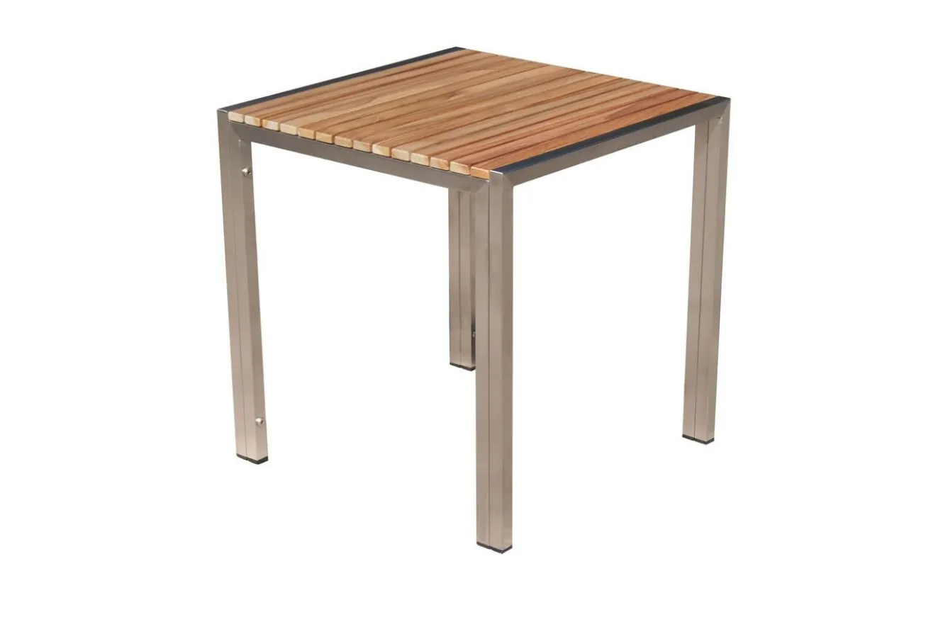 OUTFLEXX 2er-Set Rollliege, taupe, Edelstahl/Teak, 212x71x36cm, mit Beistelltisch 45x45cm, FSC®-zertifiziertes Produkt