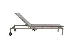 OUTFLEXX 2er-Set Rollliege, taupe, Edelstahl/Teak, 212x71x36cm, mit Beistelltisch 45x45cm, FSC®-zertifiziertes Produkt