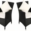 OUTFLEXX 2er Set Sessel, schwarz, Polyrattan inkl. Kissen und Polster