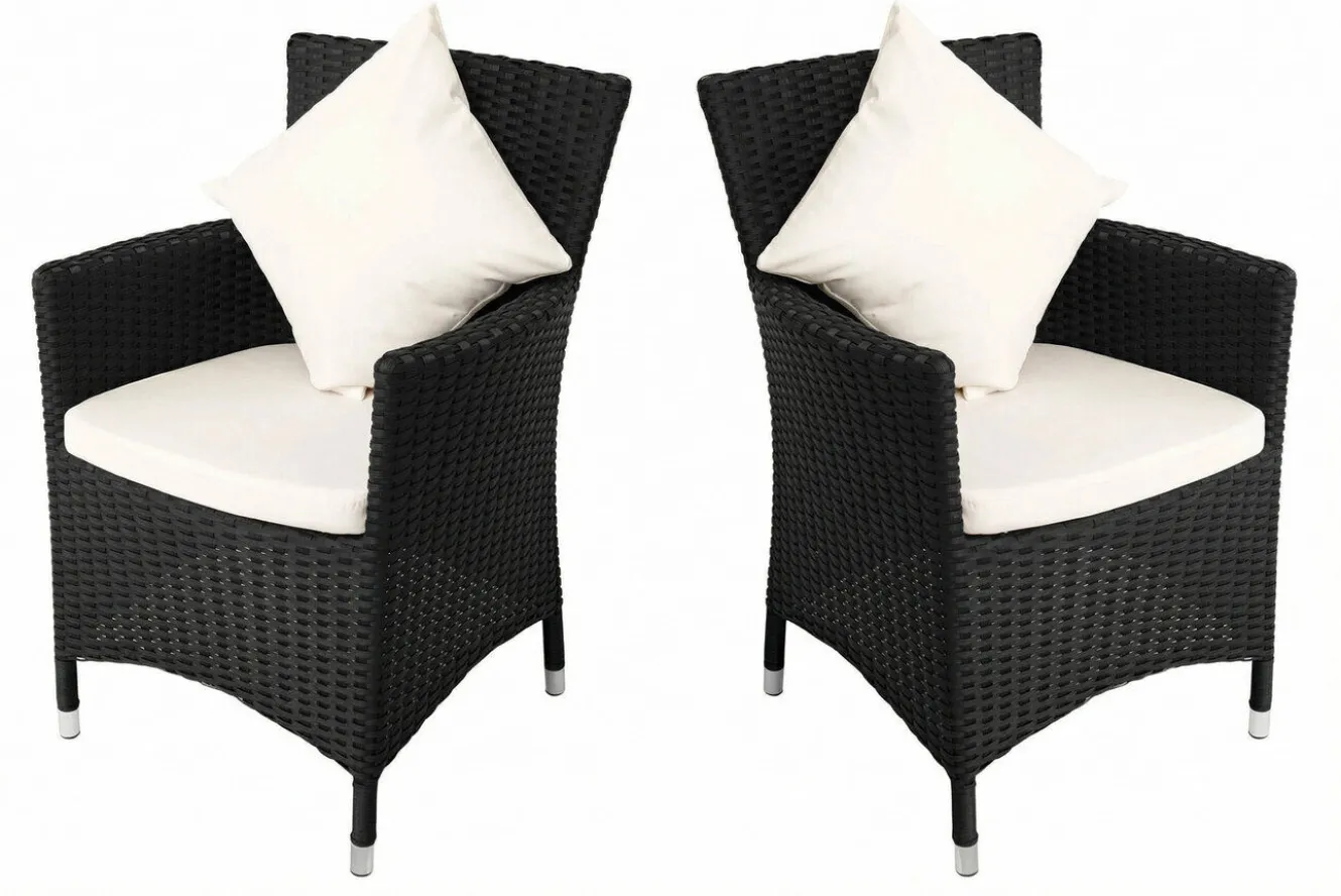 OUTFLEXX 2er Set Sessel, schwarz, Polyrattan inkl. Kissen und Polster