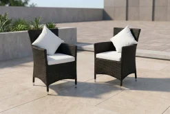 OUTFLEXX 2er Set Sessel, schwarz, Polyrattan inkl. Kissen und Polster