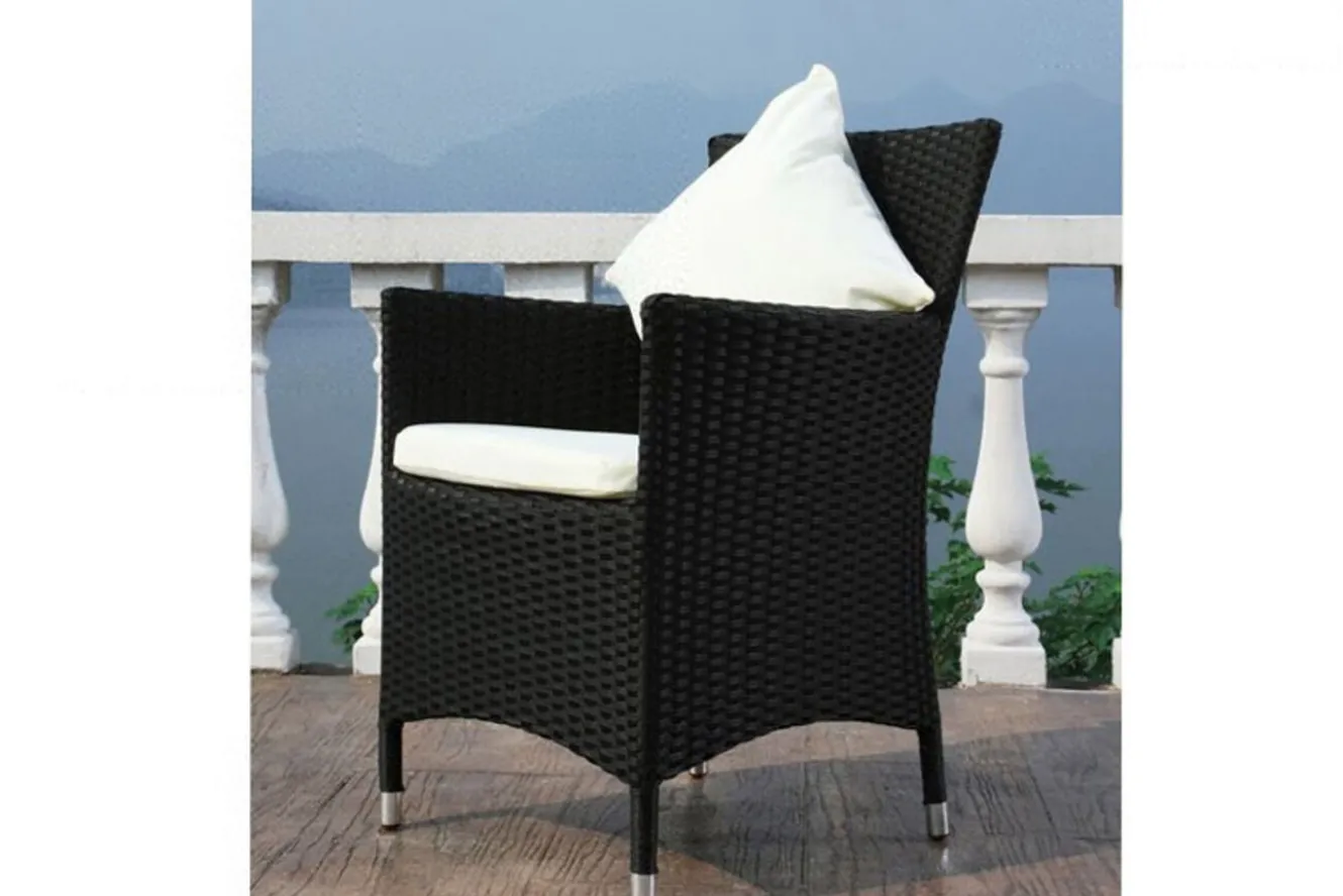 OUTFLEXX 2er Set Sessel, schwarz, Polyrattan inkl. Kissen und Polster