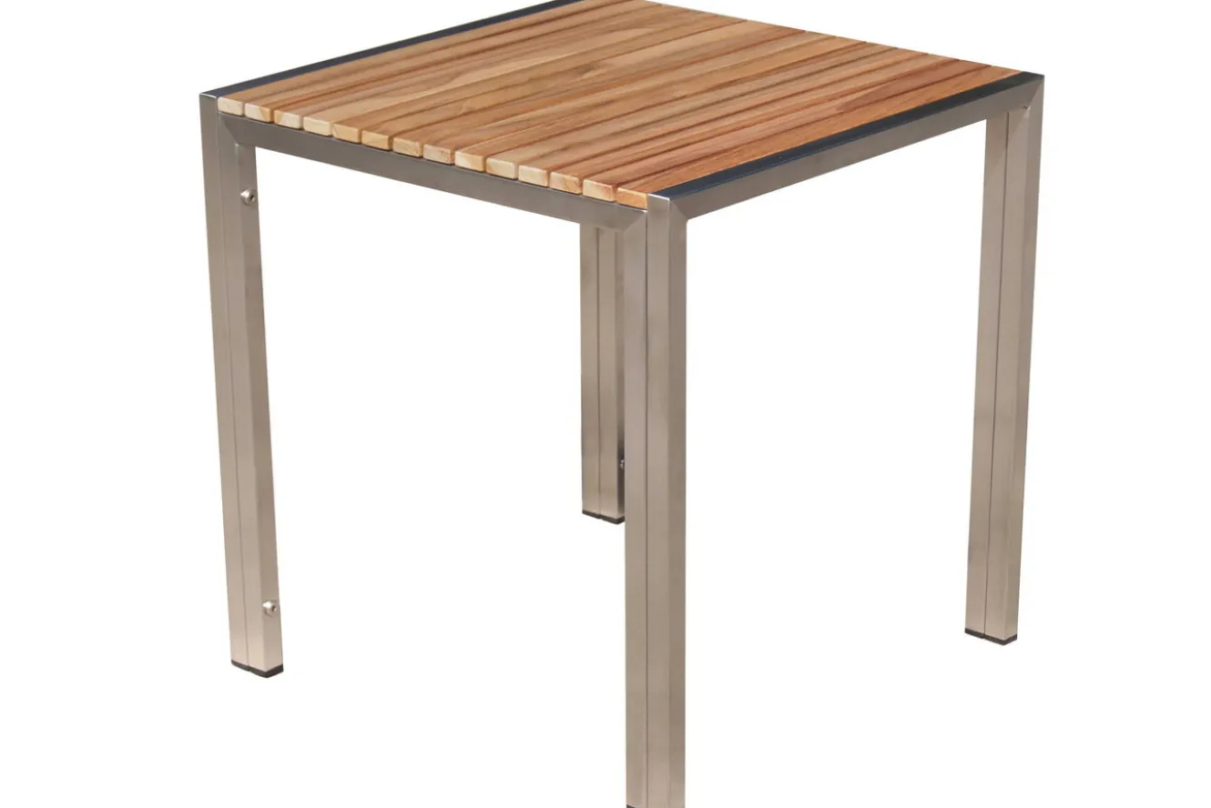 OUTFLEXX 2er-Set Sonnenliegen, taupe, Edelstahl/Textilene, 195 x 74 cm, mit Beistelltisch 45 x 45 cm, FSC®-zertifiziertes Produkt
