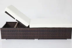 OUTFLEXX 2er-Set Sonnenliegen, braun marmoriert, Polyrattan, je 200x70x45cm, mit Beistelltisch