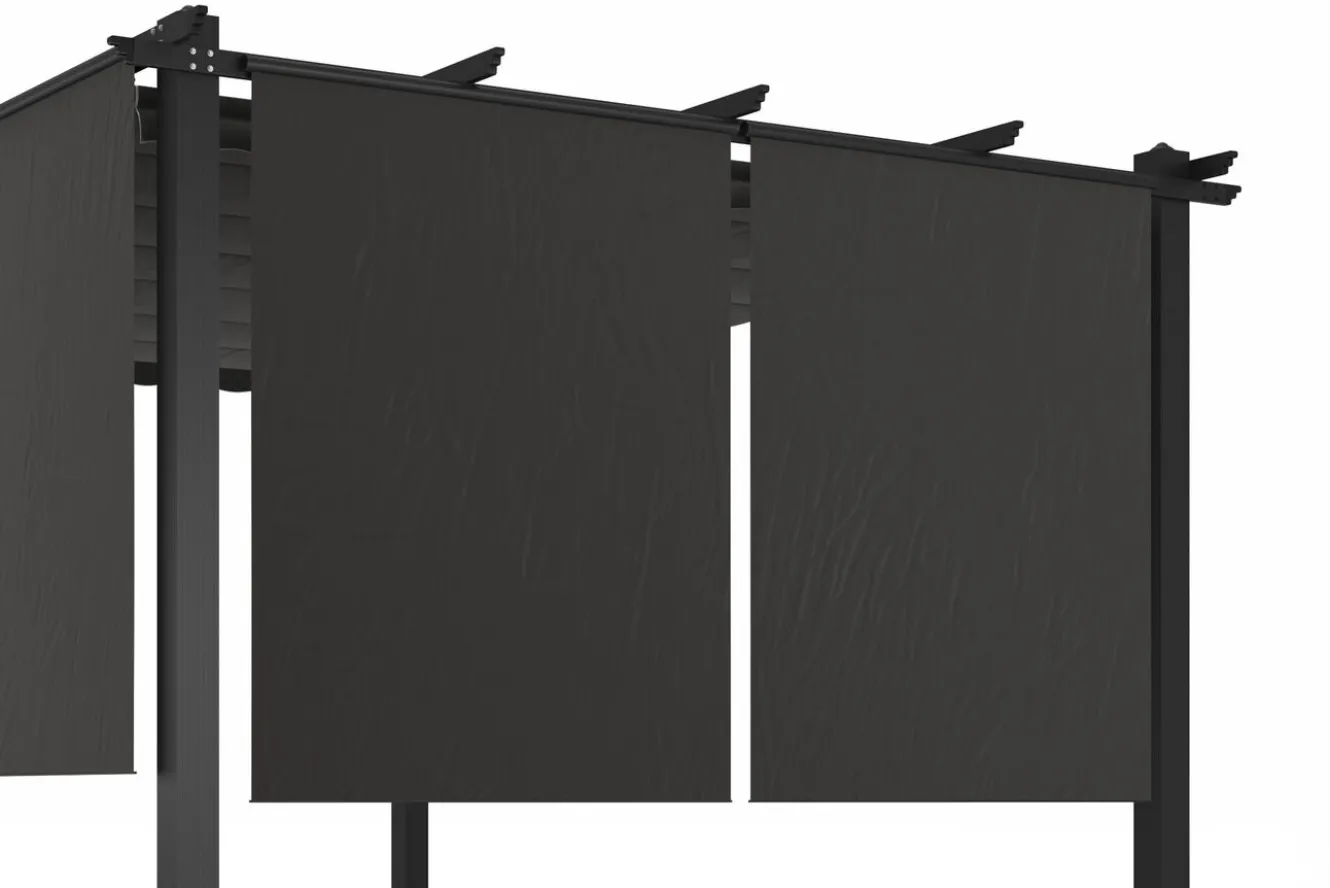 OUTFLEXX 2er Vorhangset, anthrazit, Polyester, 170 x 150 cm, witterungs- & UV-beständig, passend für Pergola 3x4 m/4x4 m