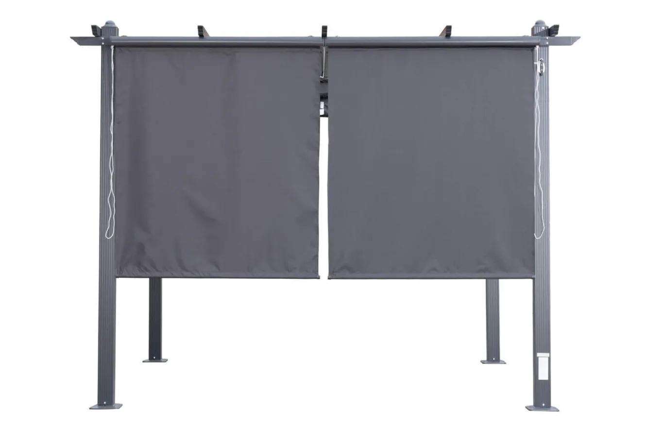 OUTFLEXX 2er Vorhangset, anthrazit, Polyester, 120 x 150 cm, pflegeleicht, passend für Pergola 3x4 m/4x4 m